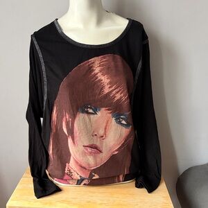 Custo Barcelona Graphic Print Art Dolman Sleeves Top